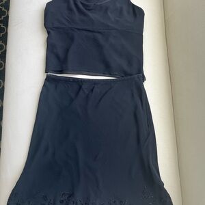 Ann Taylor Black Two-Piece Sleeveless Top and Skirt Set